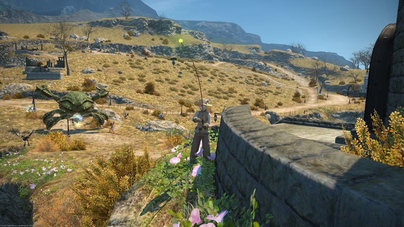 Note the people in the background battling for their lives against a giant crab while I fish.